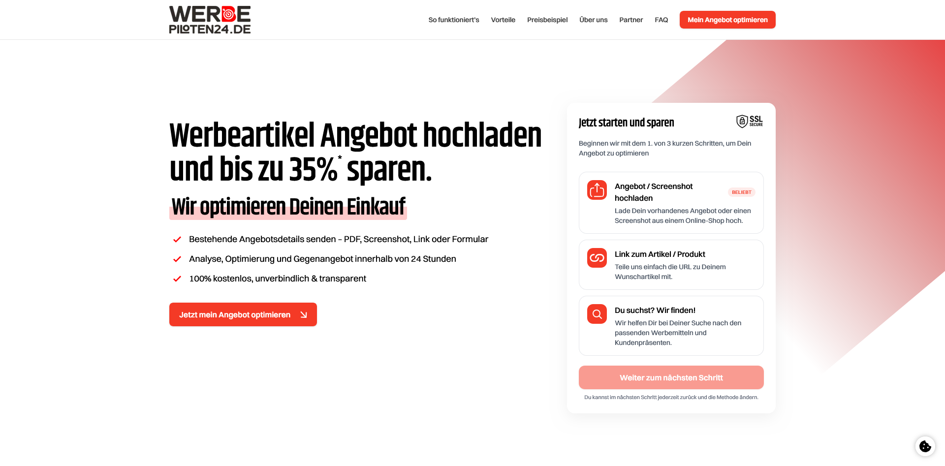 Screenshot der Werbepiloten24-Plattform — entwickelt von lujo